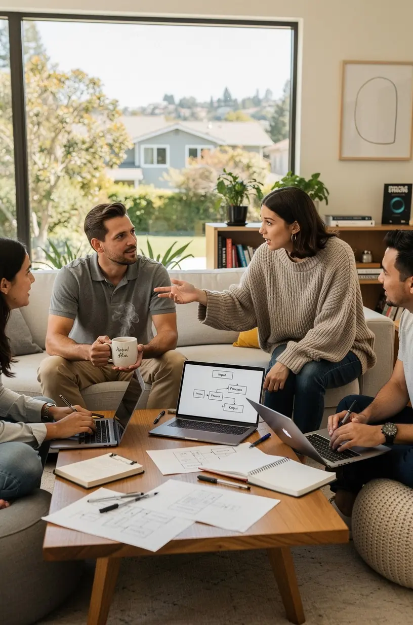 Workflow automation concept with simple process diagrams.